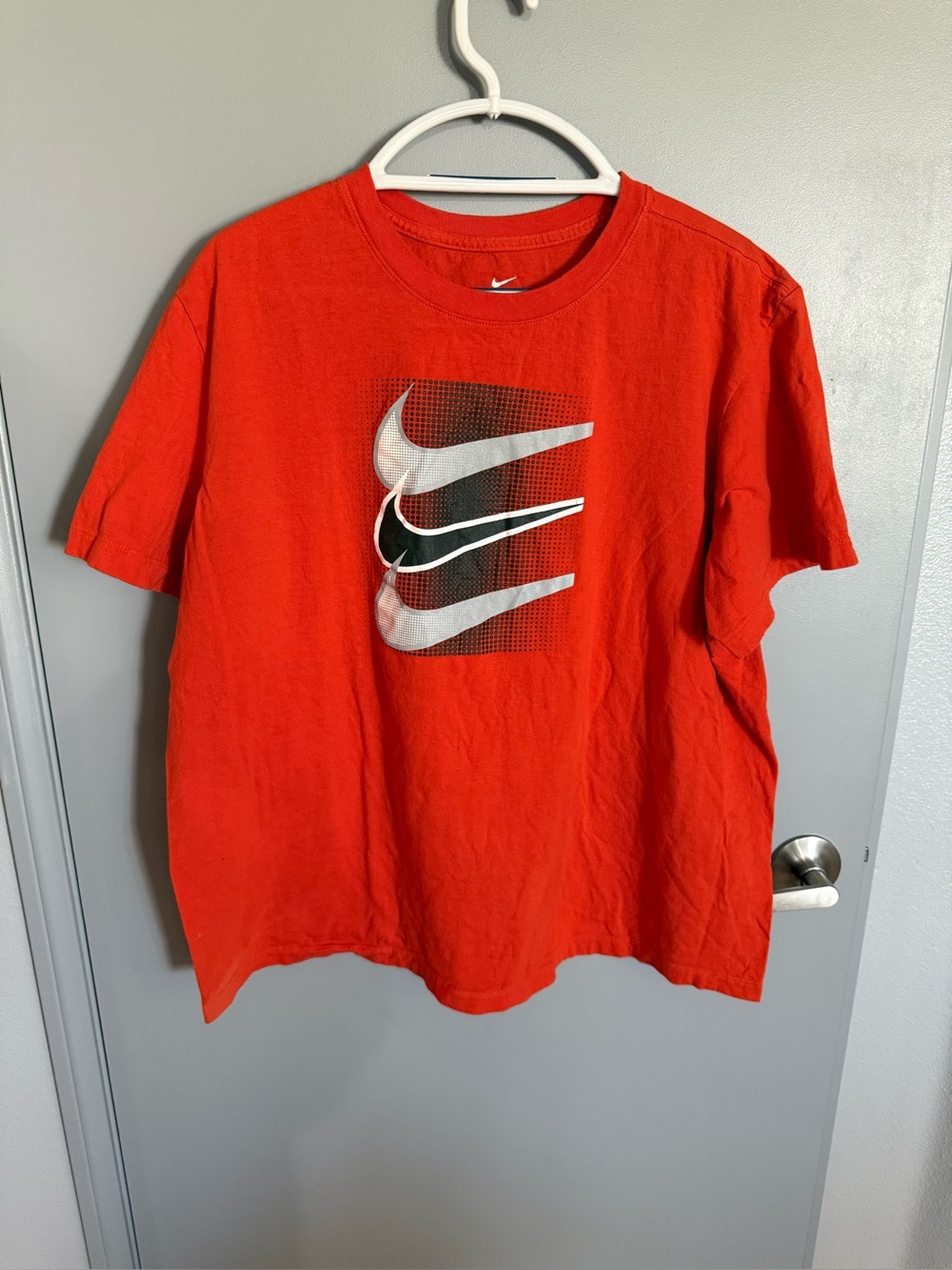 Nike Boy’s Orange Graphic Swoosh T‑Shirt